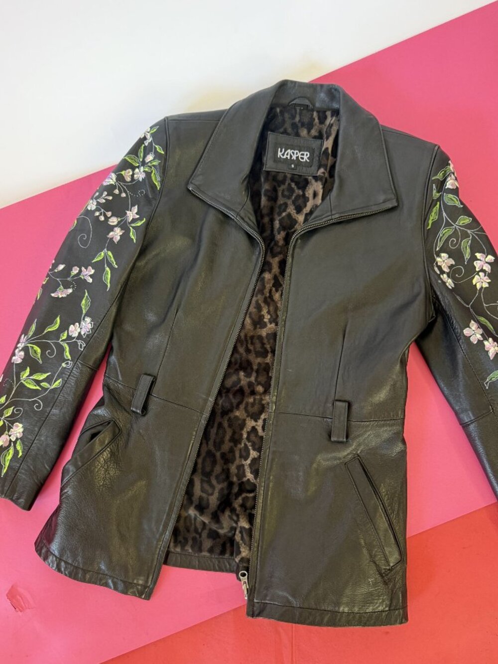 Upcycled Hand-Painted Leather Jacket | ONE OF ONE Black Leather Jacket